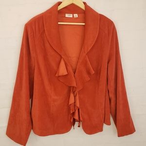 CATO Ruffle Faux Suede Jacket Longsleeve Waterfall